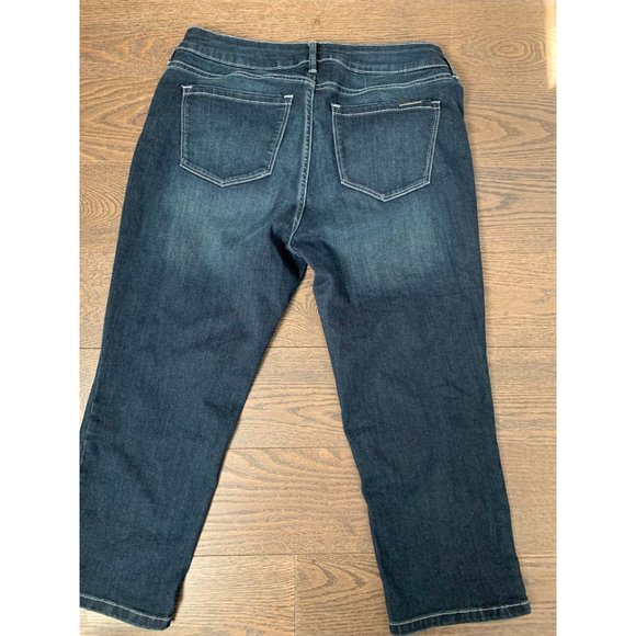 Revolution by Ricki's Sz 27 Women's Claire Capri Dark Wash Low-Rise Stretch Blue - Picture 2 of 9